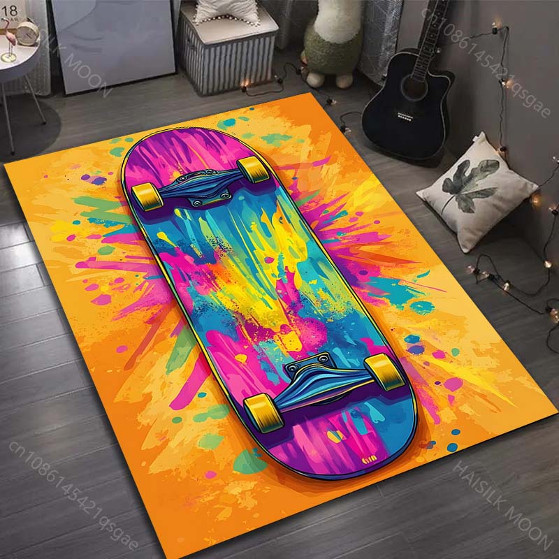 1PC Drawing Ideas Skateboard Print Carpet for Living Room Bedroom Sofa Doormat Decor Sofa Table Area Rug Non-slip Floor Mat