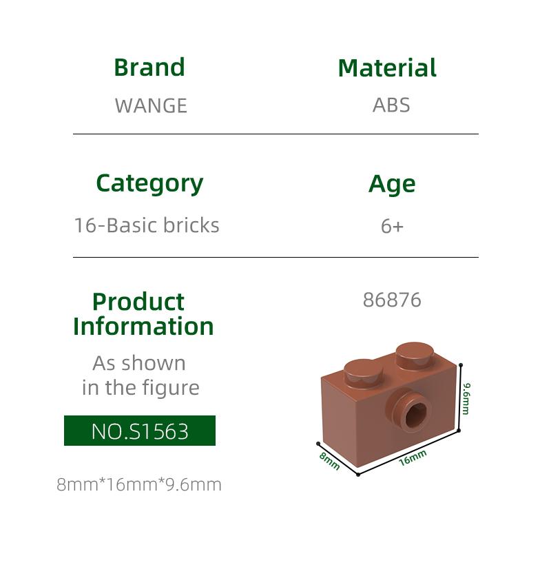 Non-Toxic 131Pcs/Lot 86876 Brick Modified 1X2 With Stud On Side Accessories Compatible With Brick Diy Children'S Toy Assembly Parts