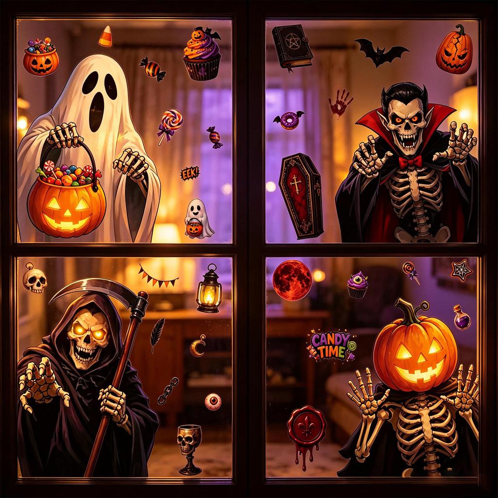 Halloween Sticker Set for Party Decorations and Halloween Bags