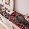 Jacquard Ethnic Style Red Tassels Table Runner, Christmas Kitchen Dining Table Decoration for Home Party Festival
