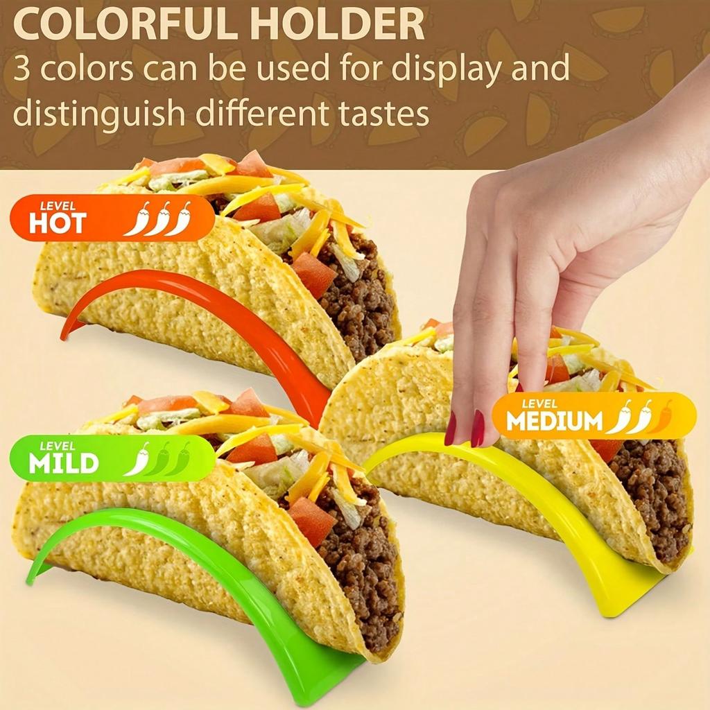 3pcs Colorful Taco Holders - Suitable for Soft or Hard Shells - Ideal for Restaurant and Home Use
