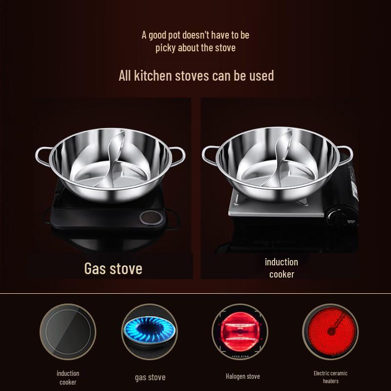36cm Stainless Steel Single Flavor Hot Pot with Lid