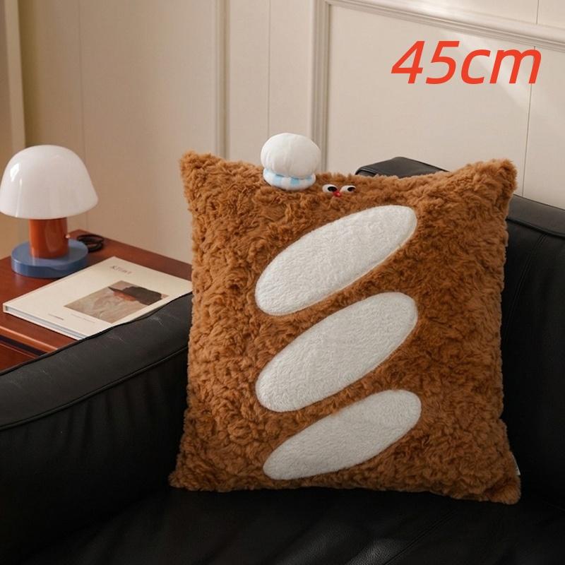 Oreiller en Peluche Alimentaire Boulangerie 2 Styles Baguette Crevette Frite Carré Rectangle Coussin Amovible Canapé Chambre à Coucher Décoration Cadeaux. as picture