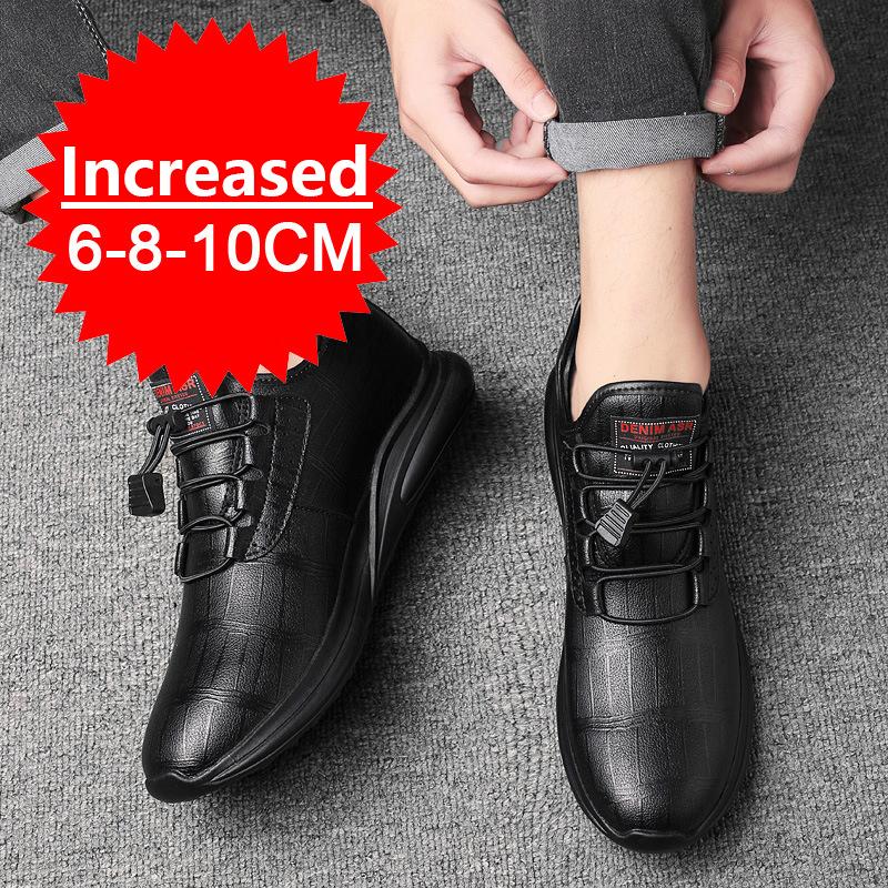 Fashion New Business Genuine Leather Casual Shoes Men Invisible Inner Height 6cm/8cm/10cm Men Sneakers Casual Sneakers Heightening Shoes