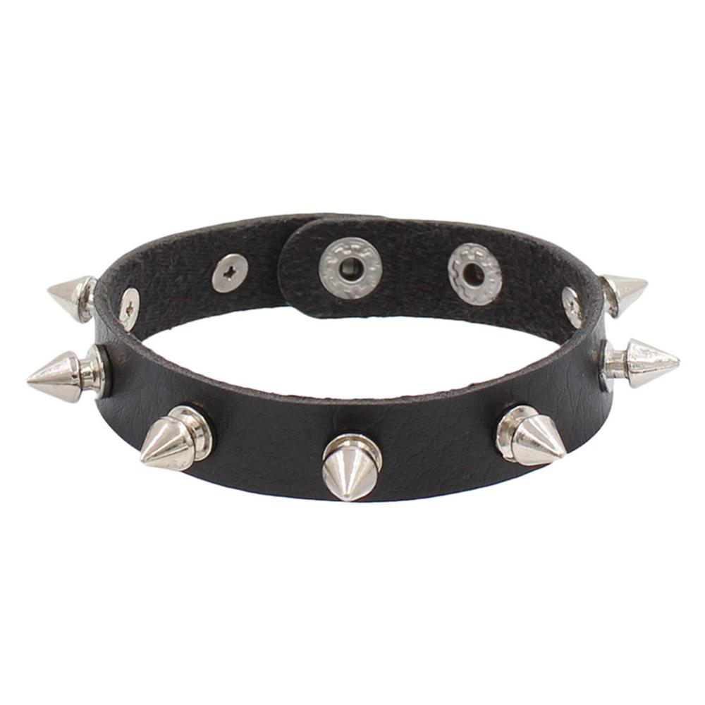 Gothic Punk Hip Hop Rock Spike Rivet Stud PU Leather Wristband Bracelet Bangle