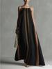 2026 Cross Stripe Women's Summer Maxi Camisole Dress - Loose, Beach Vacation Style, European & American Fashion
