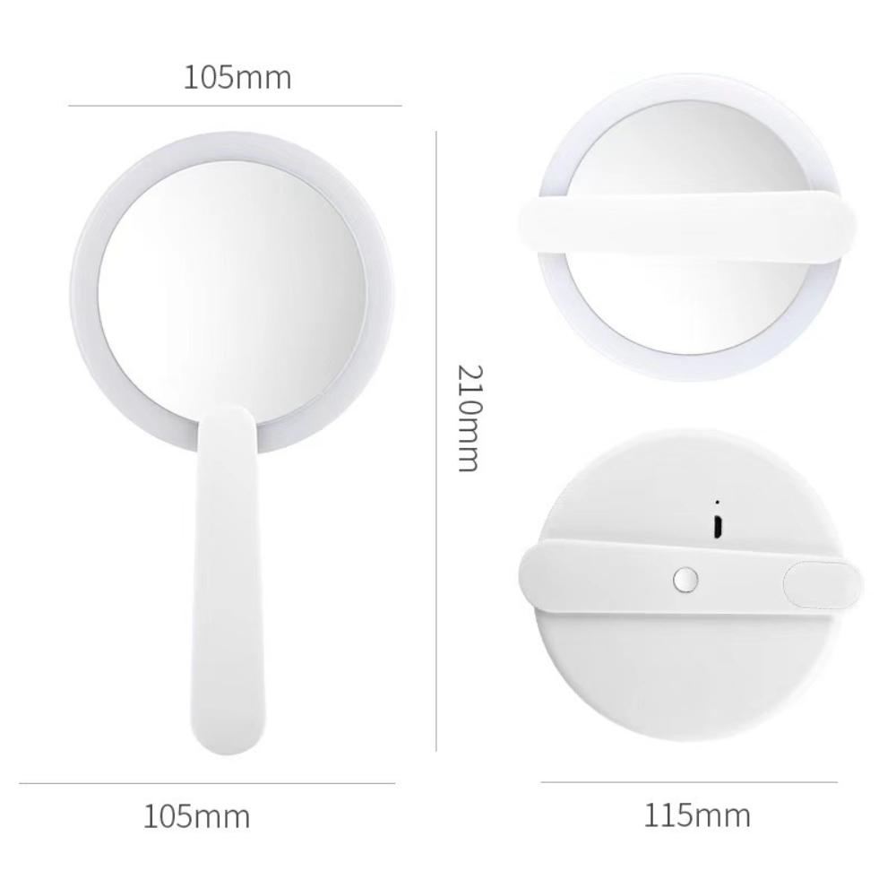 Handheld Round Mirror Rotatable Rechargeable Mirror Led Lights Travel Small Portable Folding Makeup Mirror USB with Light