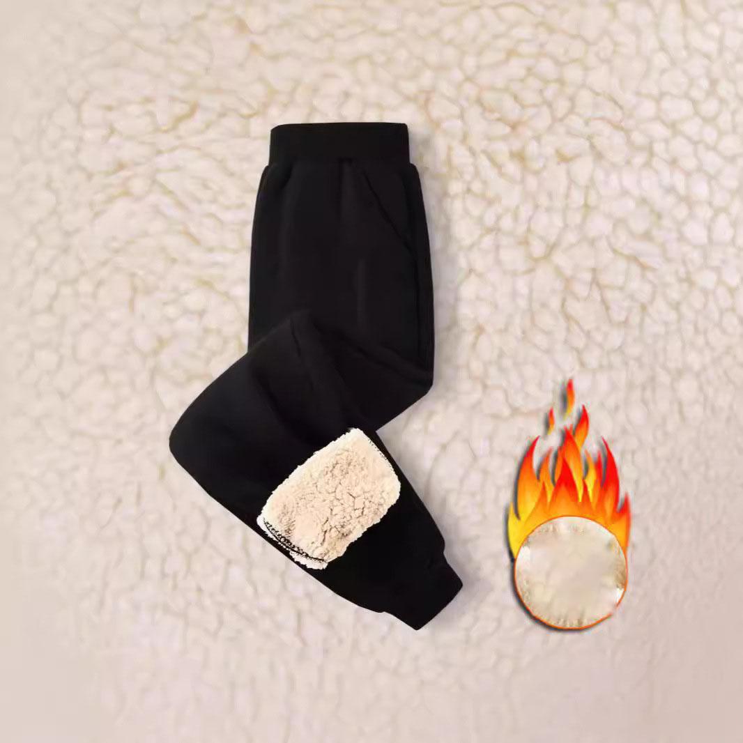 

Winter Boys Girls Thick Warm Pants Children s Lambswoolen Trousers Big Kids Casual Padded Plush Velvet Snow Sweatpants 120 чорний