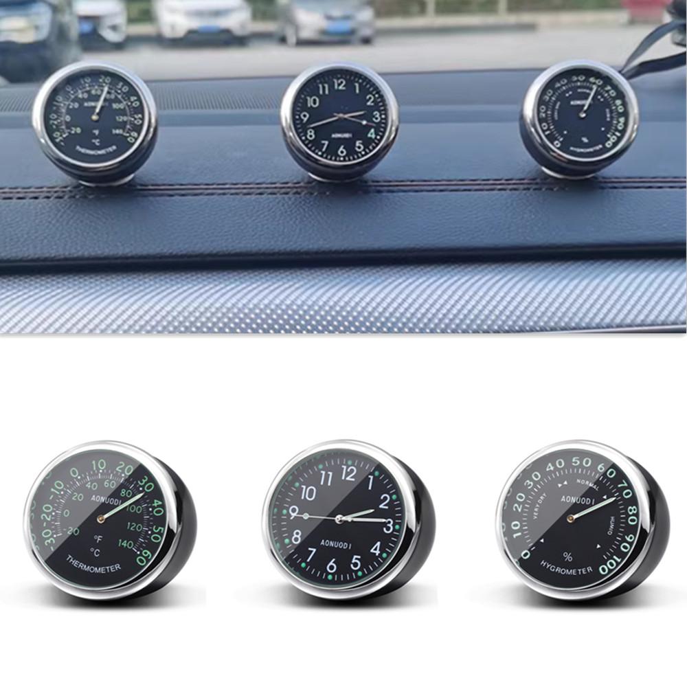 Waterproof Car Dashboard Panel Luminous Clocks + Thermometer + Hygrometer 3 In 1 Kit Motorcycle Bike Boat Mini Watches Ornament