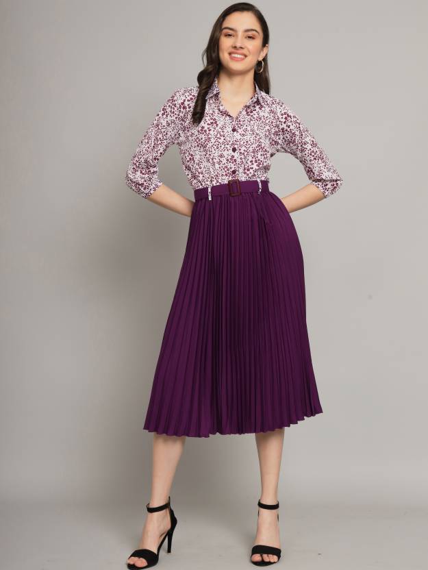 Festklær Designer Topp Tunika Westernklær Dame A-linje Lilla Kjole Kurta Topp