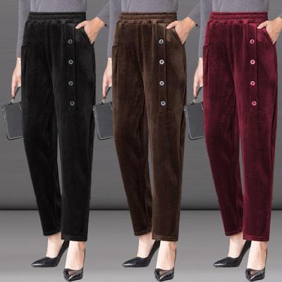 Pantaloni harem de iarnă cu talie înaltă, îngroșați, caldi, pantaloni drepti pentru femei, vintage, plus pantaloni de sport largi din catifea