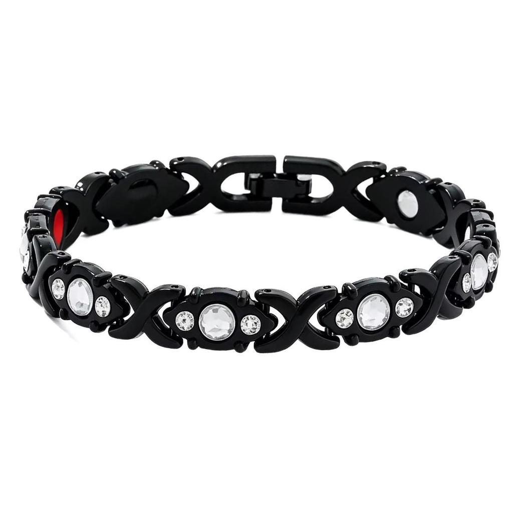 Eco-friendly European & American Fashion Detachable Magnetic Stone Bracelet with Diamond Inlays; Adjustable Women's Alloy Bangle.