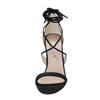Allegra K Women's Lace-Up Sandals, Open Toe, Stiletto Heel, Black, Size 25.5cm