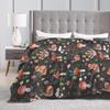 Mushroom Snail Hippie Flower Blanket Travel Camping Blanket Soft Warm Lightweight Cozy Fuzzy Throw Blankets for Couch Bed Sofa