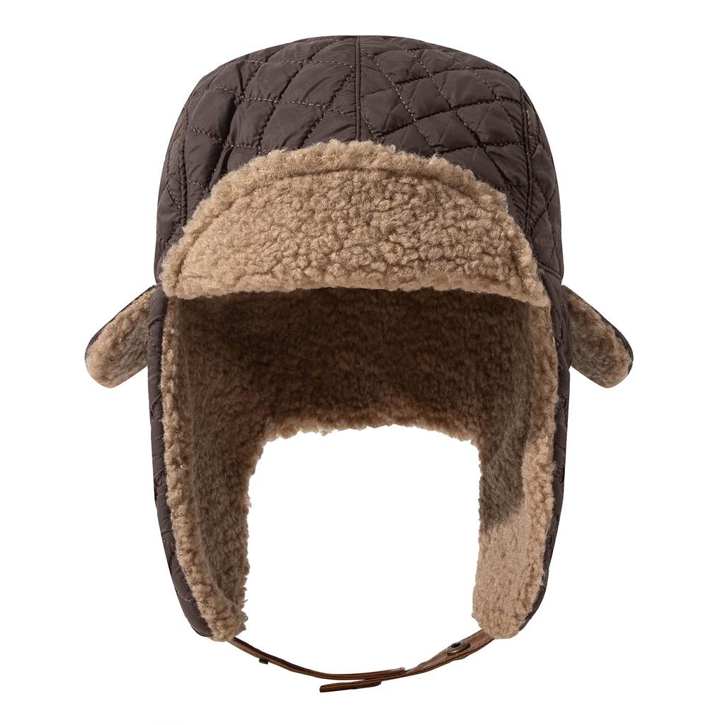 Clape Warm Flight Cap with Solid Fleece Check and Aviator Cap for Outdoor Unisex Dark Men's Earflaps, Color, Lining, Pattern, Windproof, Waterproof,