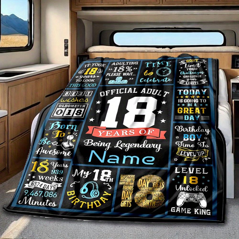 Personalized Birthday Blanket Official Adult 18 Years Of Being Legendary Soft Comfortable Stylish Blanket Car Blanket Perfect For Travel Camping