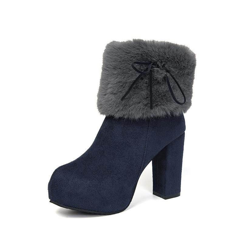 Coarse Heel High Heel Short Boots Women's Winter Women's Shoes New Platform Waterproof Table Martin Boots Velvet Women's Boots To Keep Warm