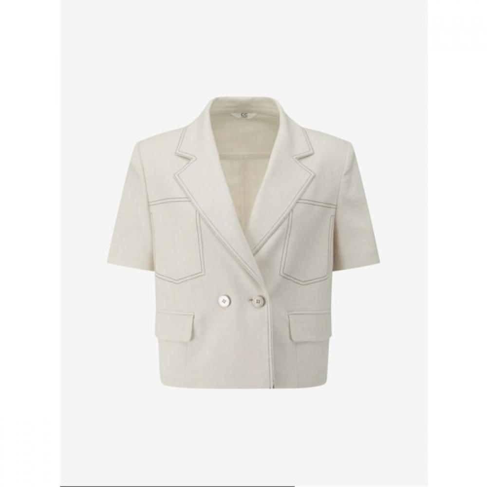 Cc Collect Half Sleeve Color Stitched Crop Jacket C262msf135