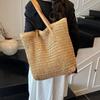 Women Top-Handle Bags Straw Summer Beach Straw Bucket Bag Woven Tote Purse Casual Travel Handbags for Women