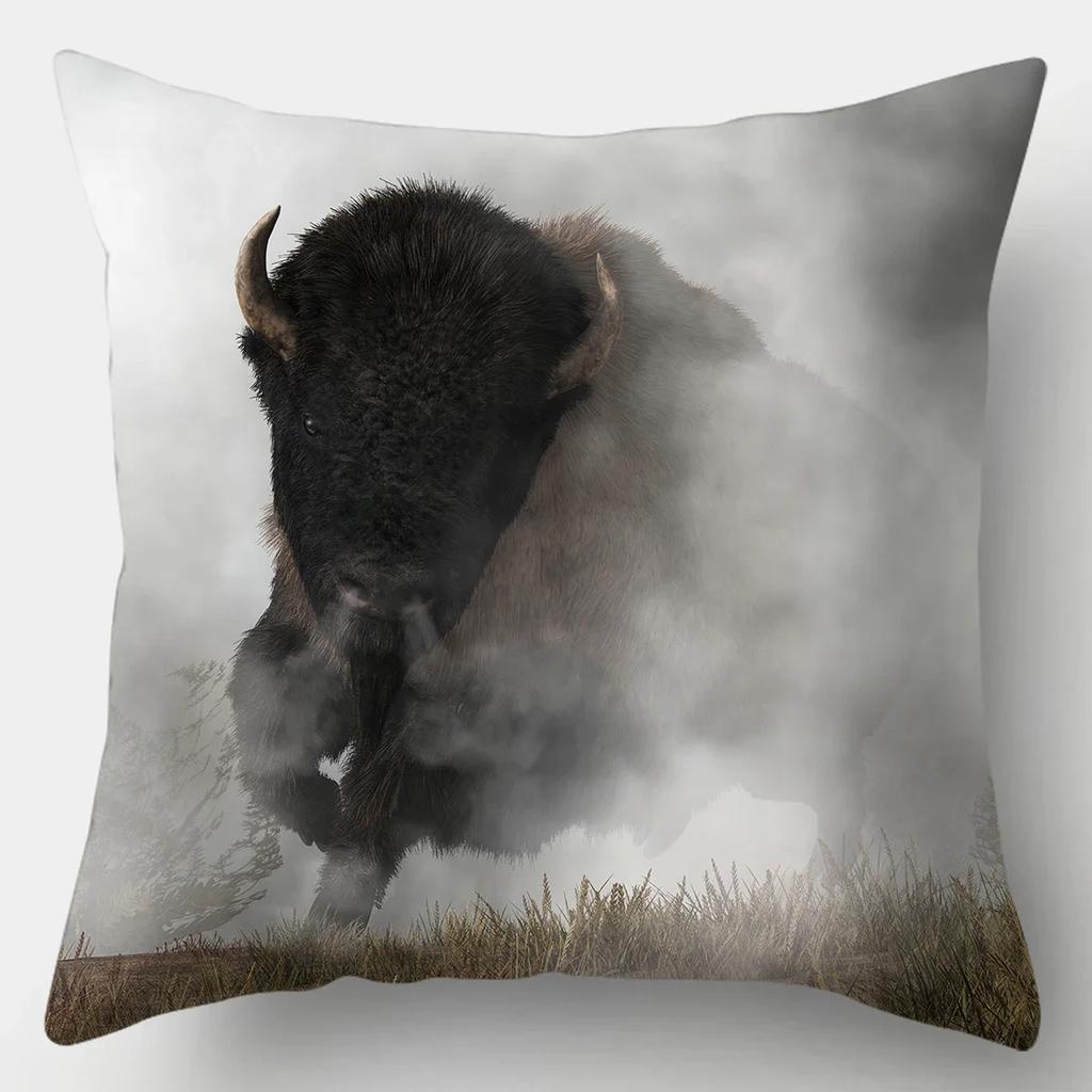 45x45cm Kissenbezug Heimdeko Kissenbezüge Sofa Schlafzimmer Wildtier Kissenbezug Kissen Löwe Pferd Tiger Kissenbezug