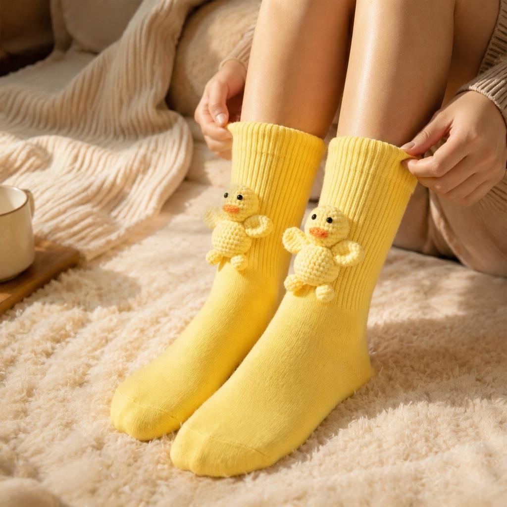 3D Plush Animal Socks for Adults Cute Warm Novelty Mid Calf Socks