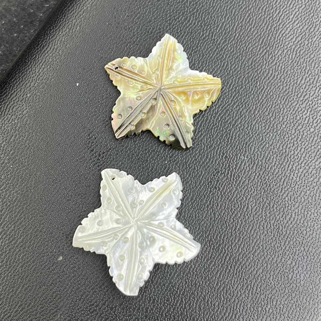 1Pc, Natural Shell Pendants, Handcrafted Star Charms In Marine Style, 32×32mm, for DIY Necklace Accessories, Jewellery Making, Crafts for Men Women
