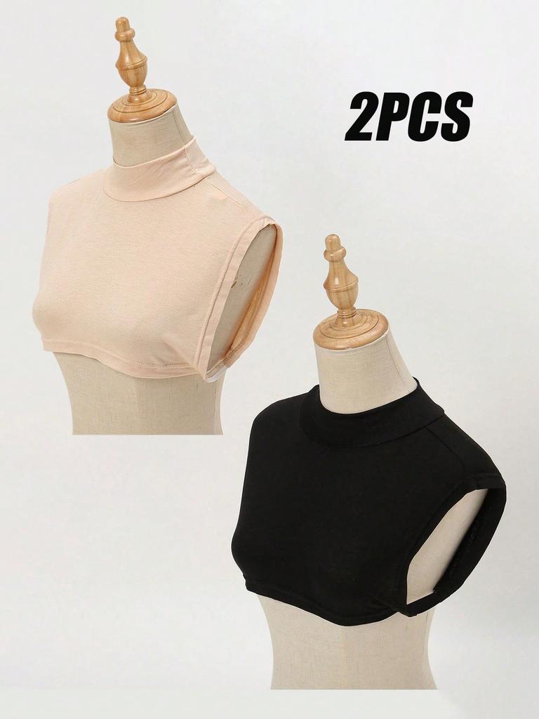 2Pcs Modal Square Fake Collar Soft Elastic Modal Detachable Collar Solid Color Turtleneck High Inner Neck Cover Women Scarf