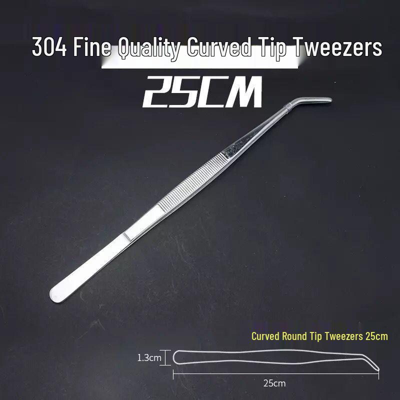 304 Stainless Steel Multifunctional Tweezers: Thickened Straight & Round Head, Bent Tip, Ideal for Aquatic Plants and Succulents.