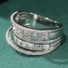 Exquisite CopperColor Inlaid White CZ Women's Ring Geometry Hollow Daily Wear Party Jewelry