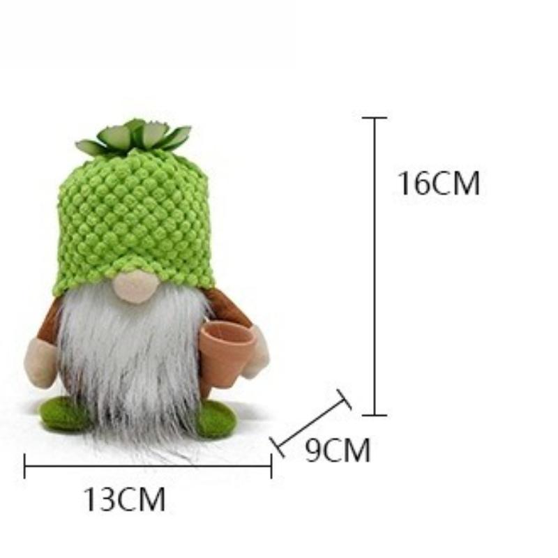 

1Pcs Ornaments Home Decor Green Rudolf Lawn Elf Faceless Doll Statue Plant Theme Cute Atmosphere Plant Family