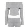 Women's Solid Color One-Shoulder Lapel Casual Suit: Long Sleeve Top + Shorts