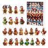 Christmas Tree Decor Chicken Advent Calendar 2026, 24 Days Countdown with 2D Flat Surprise Acrylic Ornament, Cartoon Hanging Pendant for Tree, Holiday