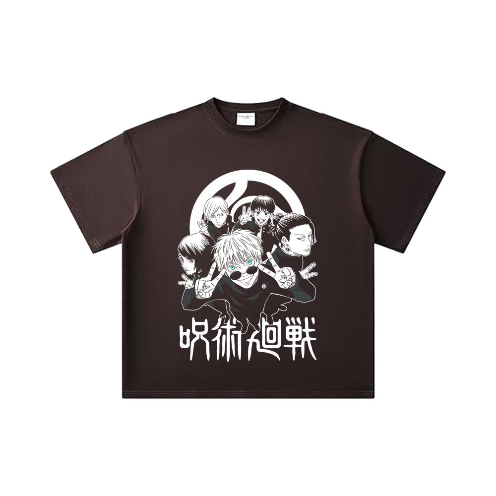 260 GSM Double Yarn 32 Count 100% Cotton Jujutsu Kaisen V30 Team Gojo Print Unisex Heavy Cotton T Shirt