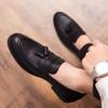 Men's Breathable Leather Brogue Shoes - British Korean Style, Soft Sole, Business Casual, Ideal for Weddings and Groomsmen.