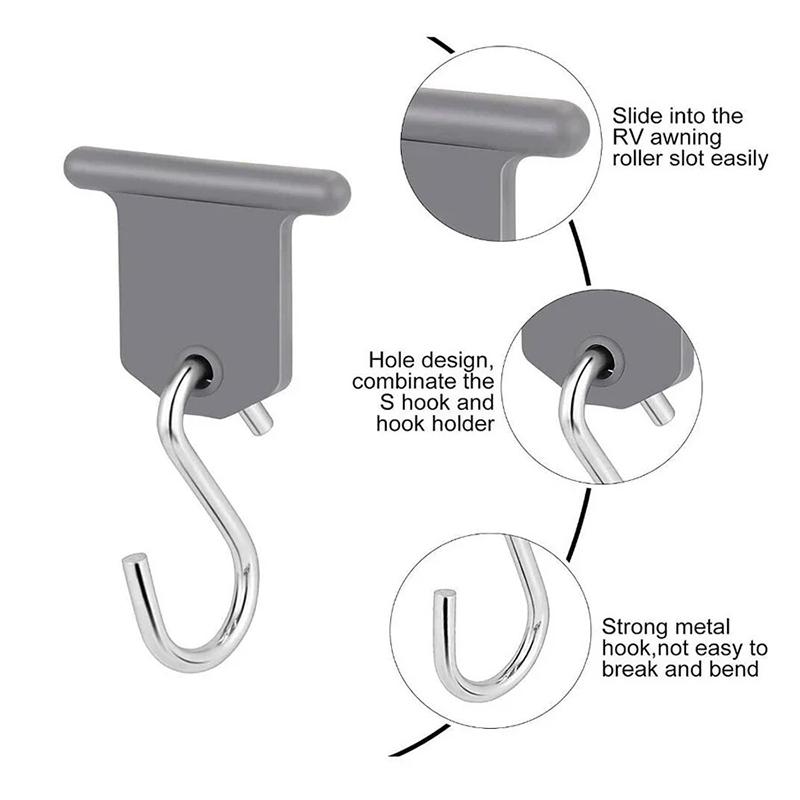 10 Pieces Outdoor Rv Hooks, Rv S-Shaped Outdoor Shed Hooks Metal Party Light Hooks Hat Outdoor Camper Hanging Accessories