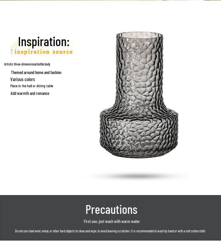 Luxury Hammered Glass Vase: Round Flower Vase & Living Room Ornament for Hydroponics