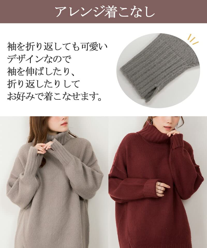 Side Slit Gray [atONE] ATN-0026 Off-Neck Sweater, Women's, M-L,