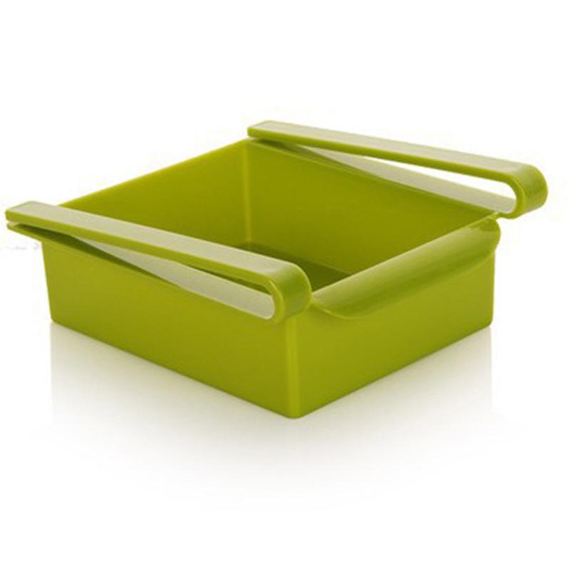 Refrigerator Storage Holder With Layer Partition Hanging Space Saver Shelf Rack Fridge Pull-out Organiser With Layer Partition