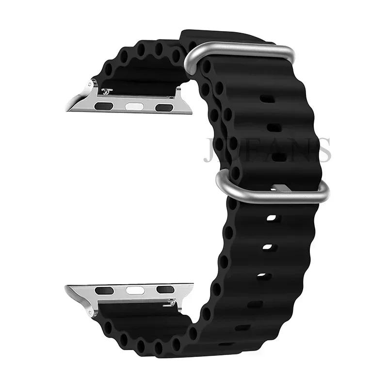 Silicone Ocean Strap for Apple Watch Band Series Ultra 9 8 7 6 5 4 10 SE Iwatch Bracelet 42mm 44mm 45mm 49mm 40mm 41mm 46mm Band
