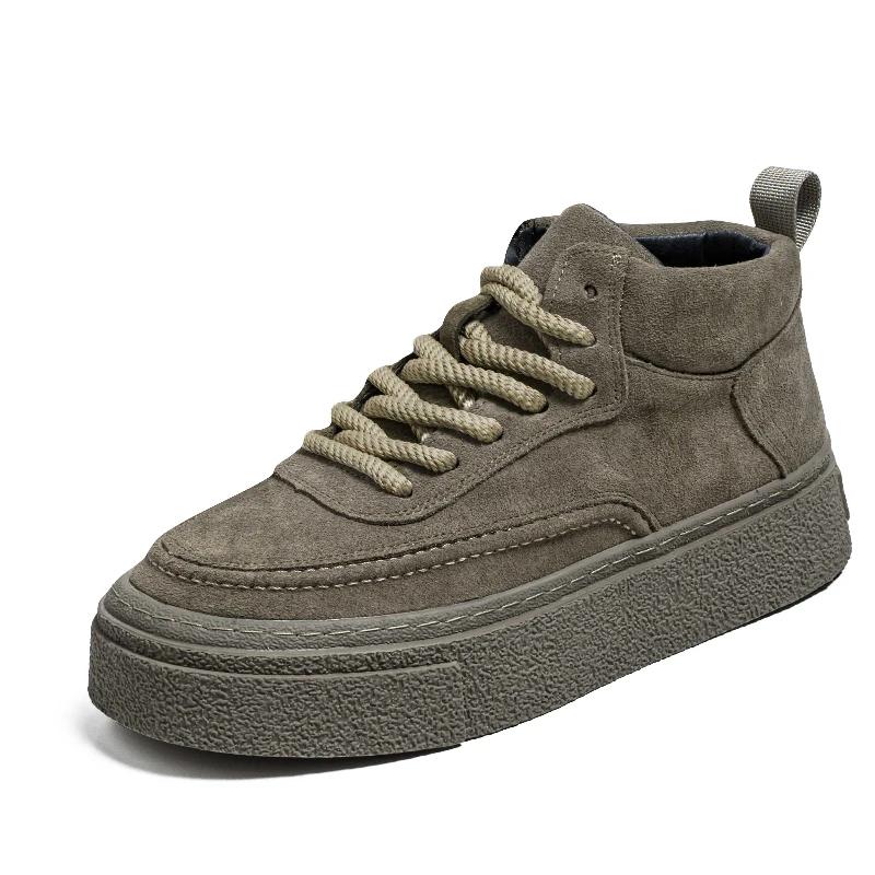 Mode Herren Freizeitschuhe Leder Wasserdicht Verschleißfest Lässige Sneaker Retro Britisch Dicksohlige Bequeme Herren Sportschuhe