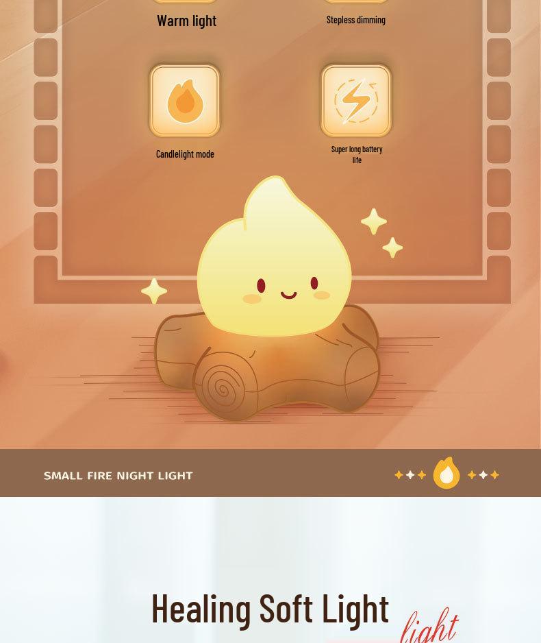 European Style Campfire Night Light: Flame Lamp for Bedroom & Desktop Atmosphere