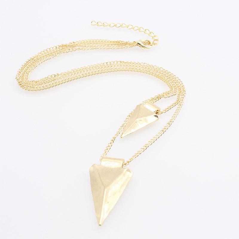 European Style Hip-hop Fashion Necklace Simple Multi-layer Triangular Metal Clothing Accessories Sweater Chain Collarbone Chain