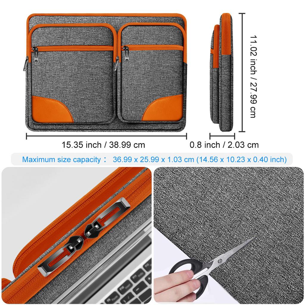 15-inch Multi-pocket Laptop Waterproof and Shockproof Protective Inner Sleeve