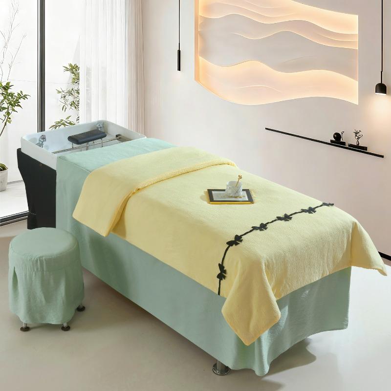 70x150cm 3-Piece Set Summer Lightweight Bubble Gauze Massage Bed Cover for Thai Shampoo Bed Head Therapy Bed Linen