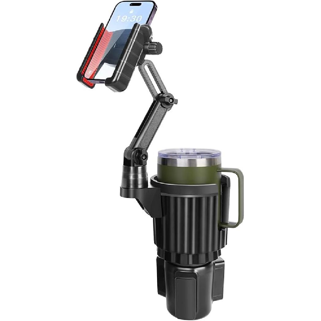 Upgraded Cup Holder Phone Holder, [Super Stable] 2 in 1 Car Cup Holder Expander with Offset Adjustable Base, Cell Phone Cup Holder Mount for Car Cup Holder Phone Mount