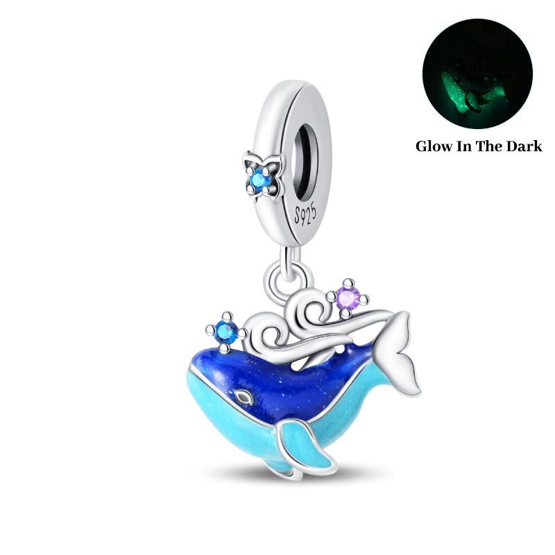 Ocean Series Copper Luminous Shell Pearl Fishtail Tortoise Charms Beads Fit 3Mm Original Bracelets Fine Diy Jewelry