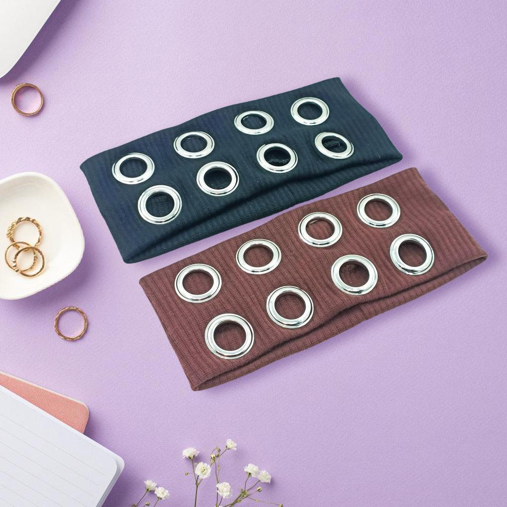 Punk Jente Elastisk Pannebånd Med Utstansede Maljer For Steampunk Og Metal Rock Hodeplagg Mote Hårtilbehør