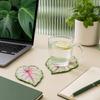Acrylic Tropical Plant Coasters, Heat Resistant Non-Slip Drink Coasters, Easy Clean Leaf Shaped Pads for Coffee Table Desk Decor, Home Gift