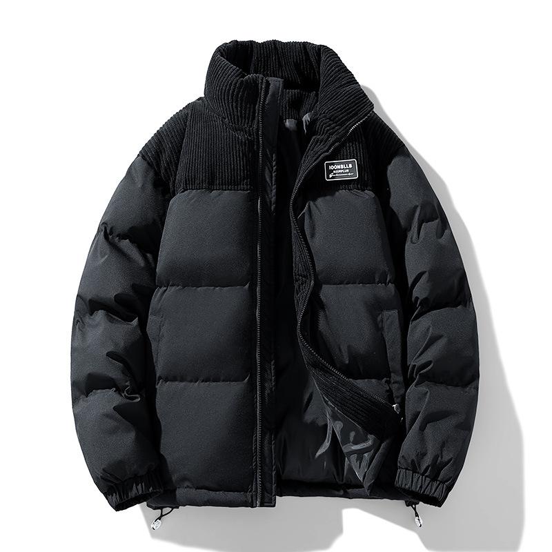 Corduroy Down Jacket Men's Color-blocking Collared Cotton-padded Jacket Trendy Cotton-padded Jacket