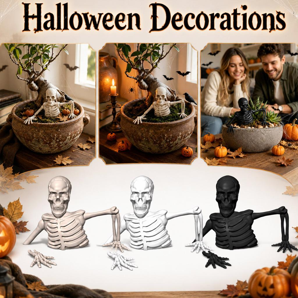 Halloween Dekoration Skelett Oberkörper mit Krabbeln für Tischdekoration